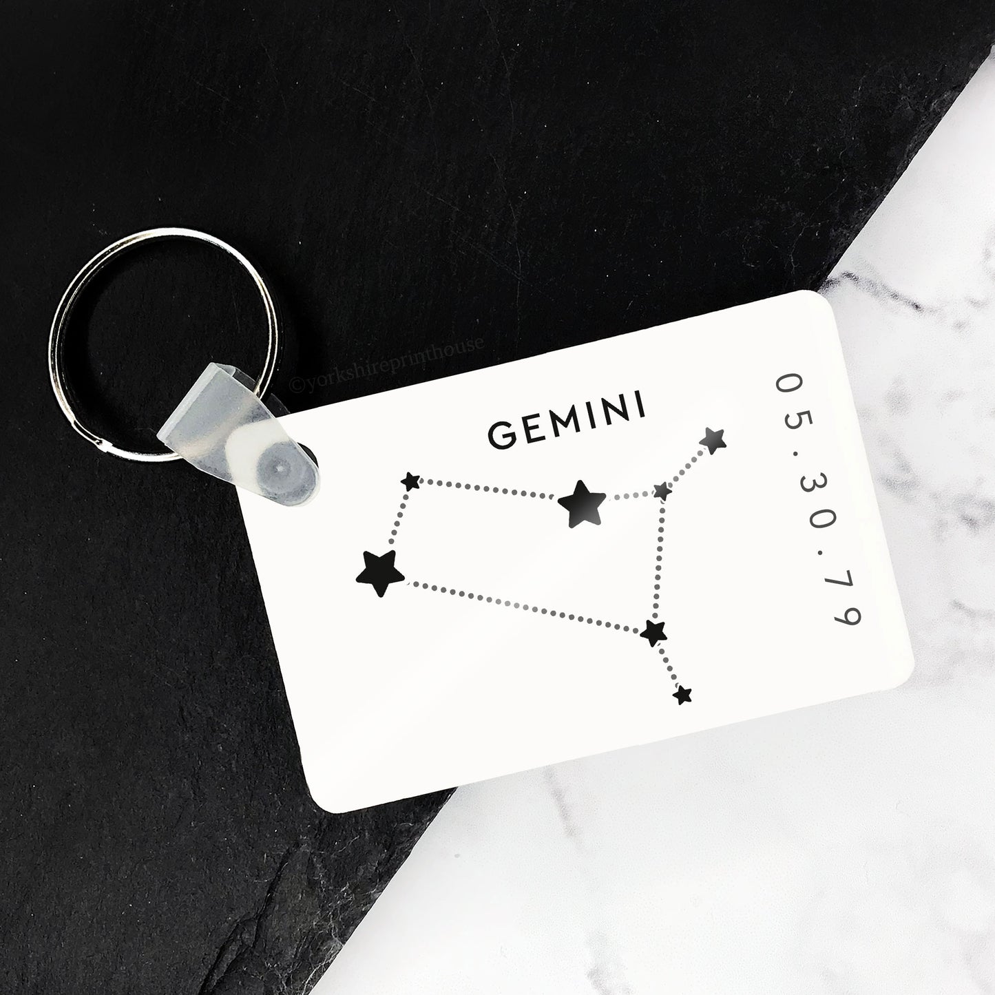 Custom Date Astrological Zodiac Keyring